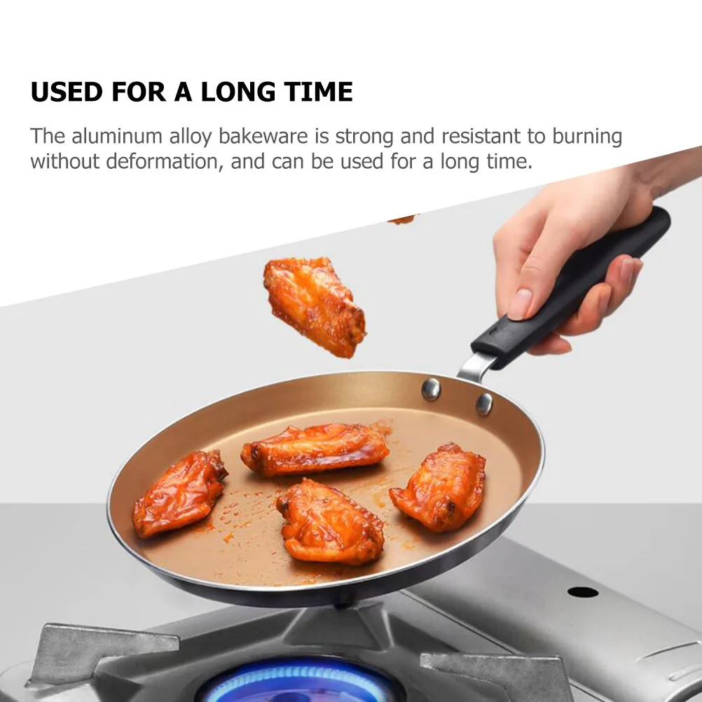 

Non Stick Frying Pan Aluminum Alloy Pancake Pan Steak Cooking Pot Heat Resistant Comfort Handle Gold Coating Lasting