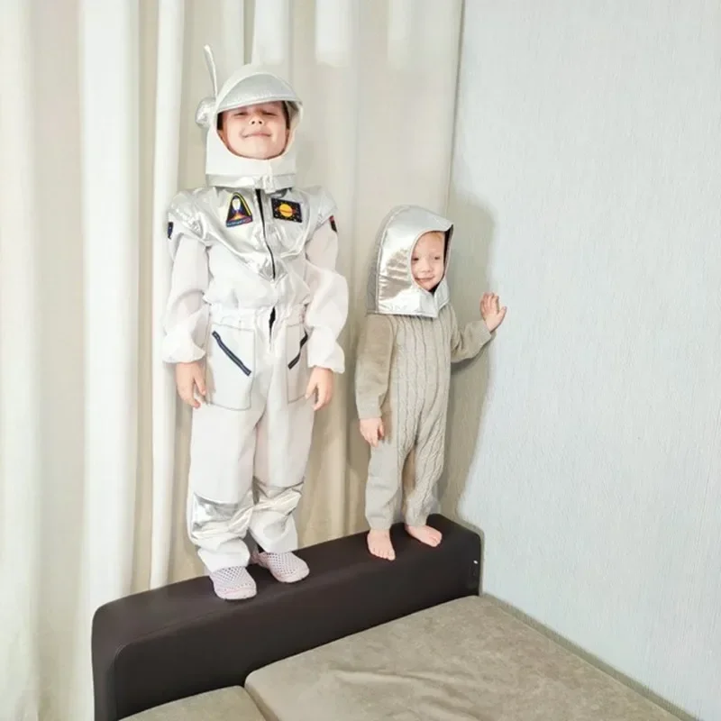 

White Space Suit Costume Cosplay Boys Girls Fantasy Astronaut Uniform Carnival Party Spaceman Stage Performance Clothing