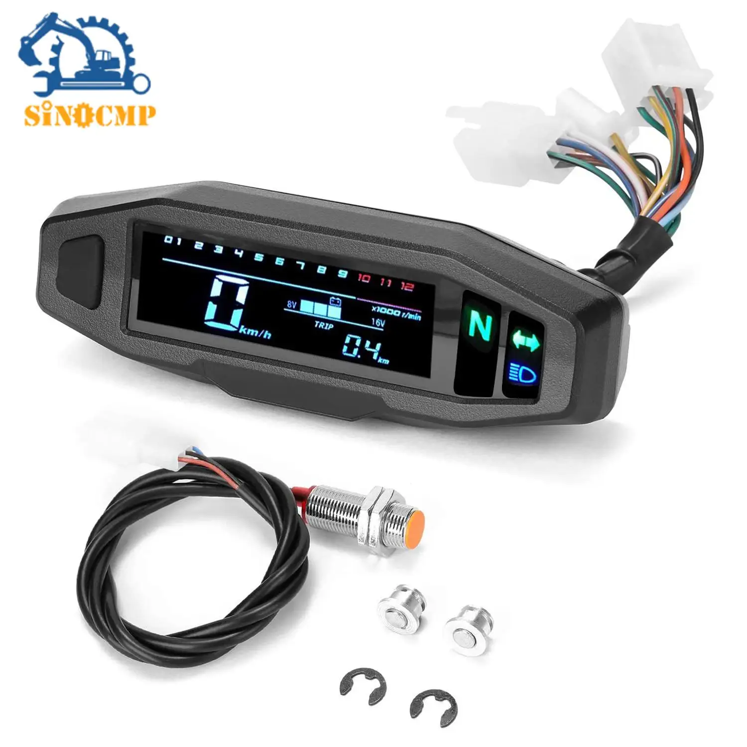 1pcs Universal Motorcycle Digital Tachometer Odometer Rpm Fuel Injection Carburetor Meter Lcd Digital Dash Motorcycle Parts