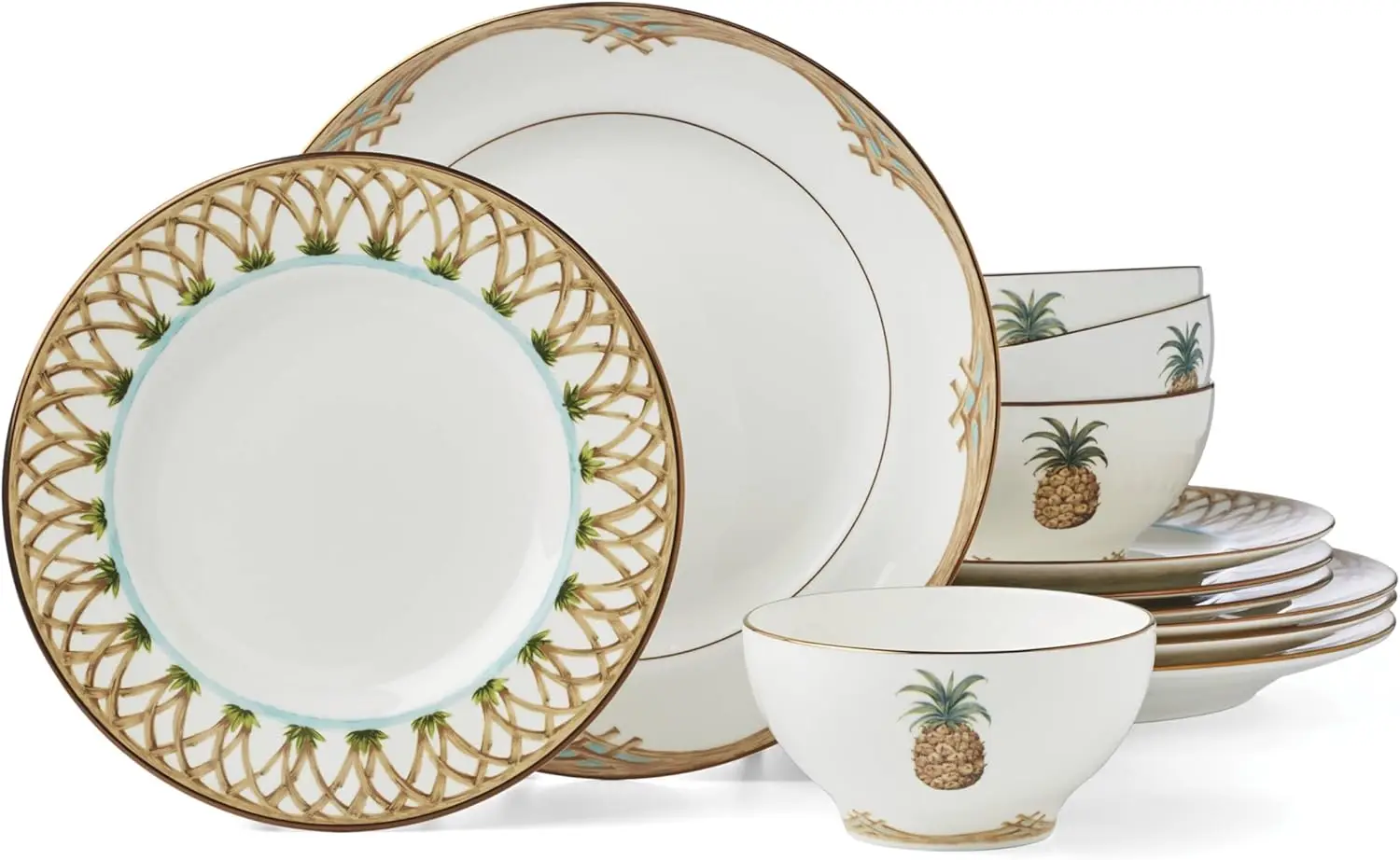 

896692 British Colonial Bamboo 12-Piece Dinnerware Set