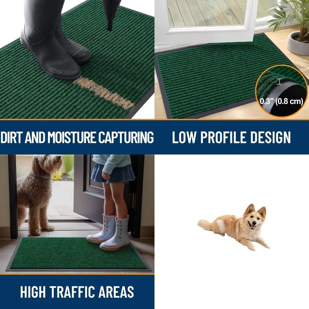 

Прочный водостойкий придверный коврик, низкопрофильный, легко чистится, 40x32, зеленый