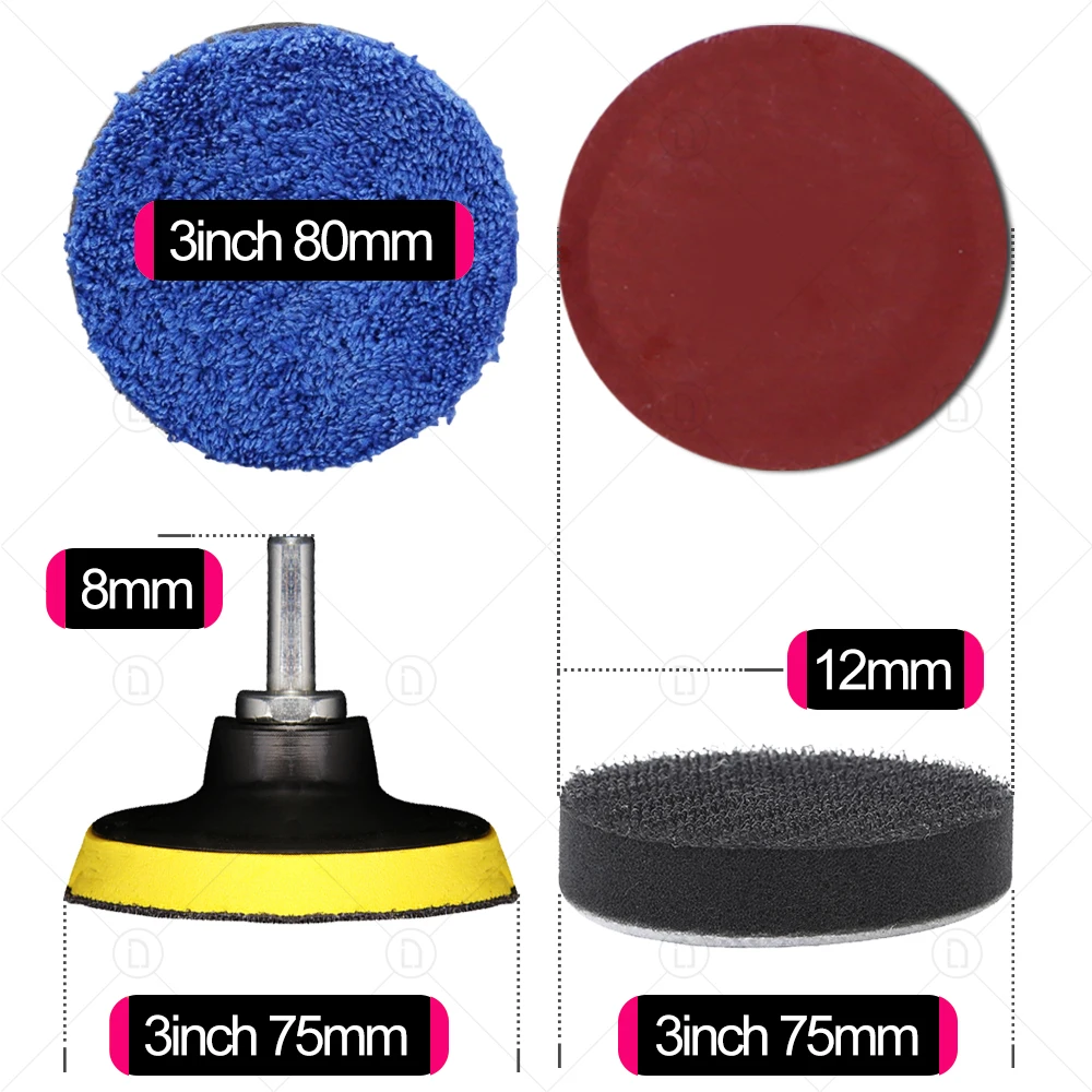 3 Inch 75mm Sandpaper Sanding Disc For Metal Auto Wood Car Wheel Restoration Sanding Polishing Kit P800 P1200 P2000 P5000