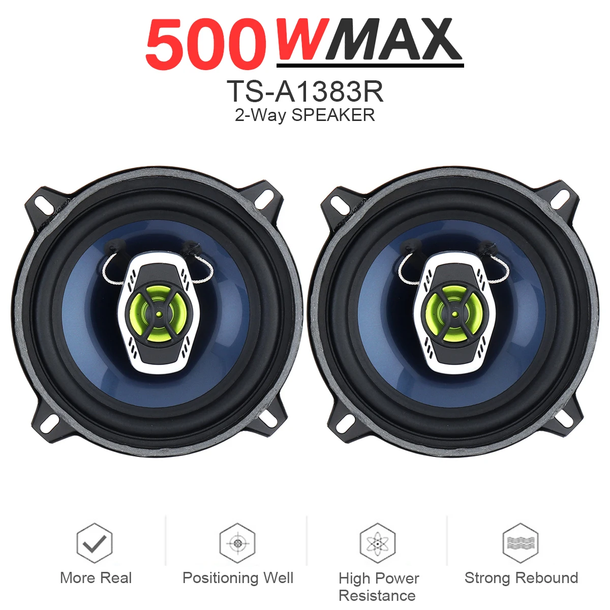 5 Zoll 500 W 12 V 2-Wege-Auto-Koaxial-Auto-Audio-Musik-Stereo-Hifi-Lautsprecher mit vollständiger Frequenz und zerstörungsfreier Installation