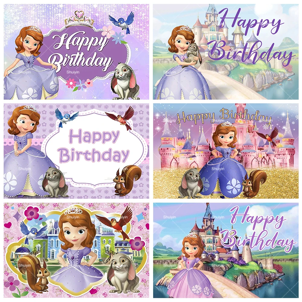 

Cartoon Sofia the First Theme Backdrop Princess Girls Birthday Party Baby Shower Decoration Banner Background Props Kids Gifts