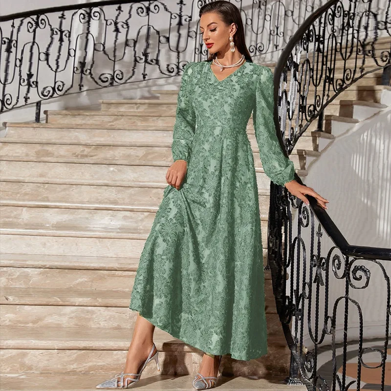 Eid donne musulmane stampa allentata con scollo a V abito Abaya abiti da festa Ramadan Abaya caftano caftano abiti eleganti Dubai arabo turchia