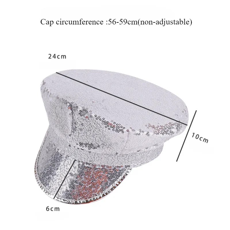 New Hot Carnival Christmas Colorful Sequin Navy Hat Cool Sequin Party Carnival Hat Role Cosplay Stage Performance Octagon Hat view 6