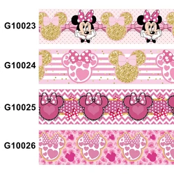 5Yards Cartoon Listones Printed 25MM 38MM Pink Disney Mickey Minnie Mouse Ribbon