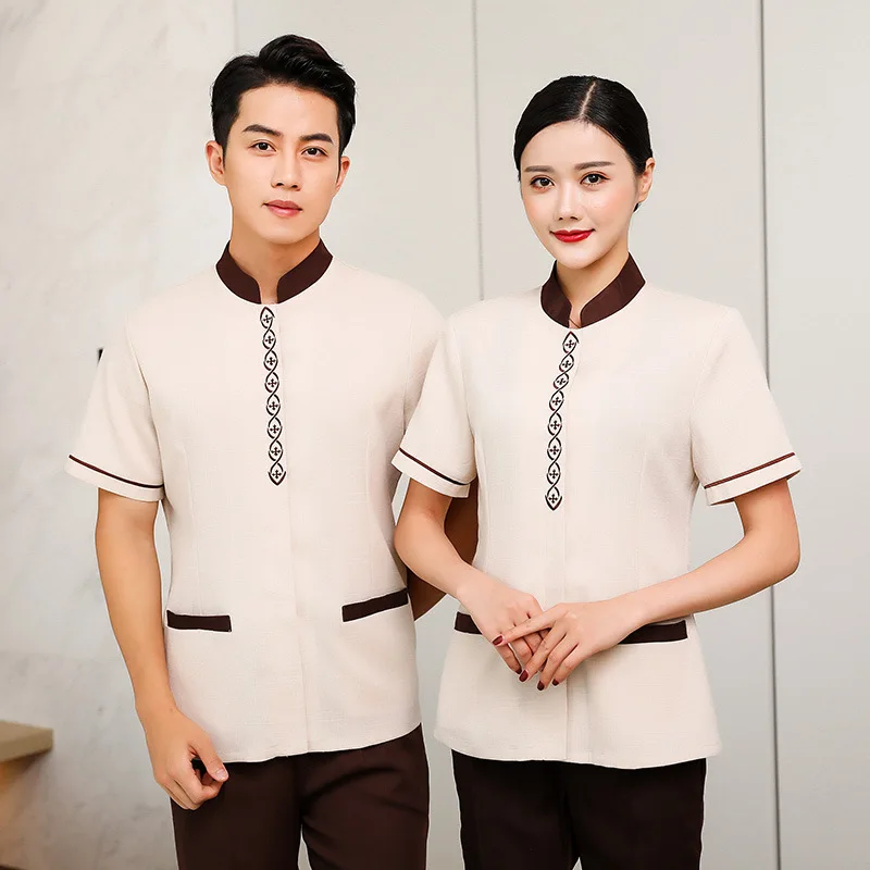 

Work Clothes Short Sleeve Spring and Summer Women's Room Attendant Property Hotel Floor Cleaning Aunt