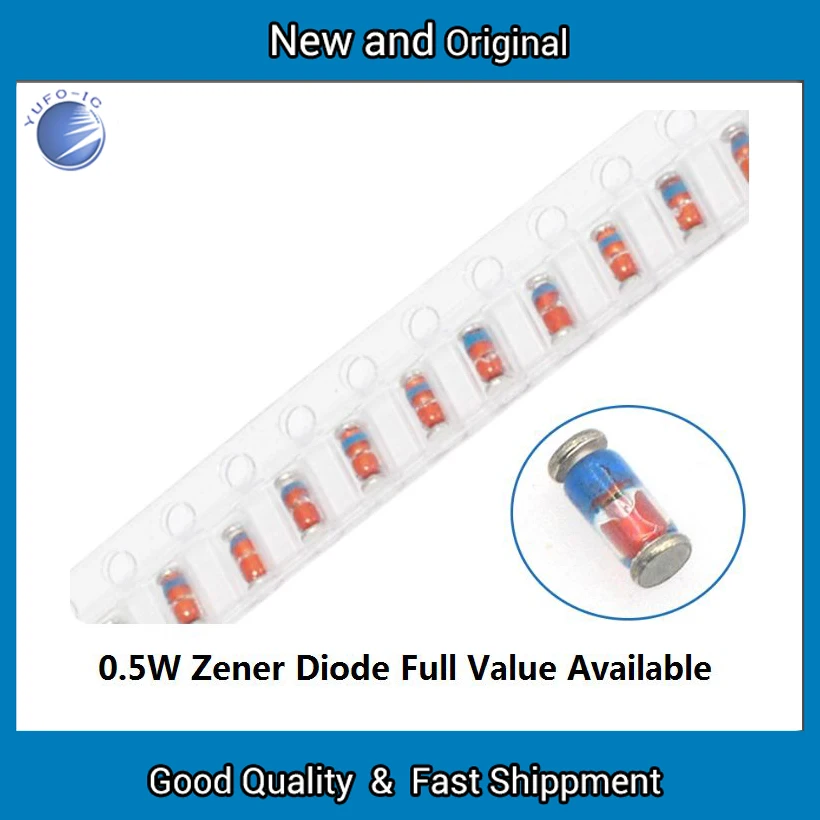 200PCS ZMM10V/11V/12V/13V/15V/27V/30V/33V/36V/39V Zener Diode ZMM9V1 1/2W Smd LL34 0.5W ZMM9.1V/16V/18V/20V/22V/24V
