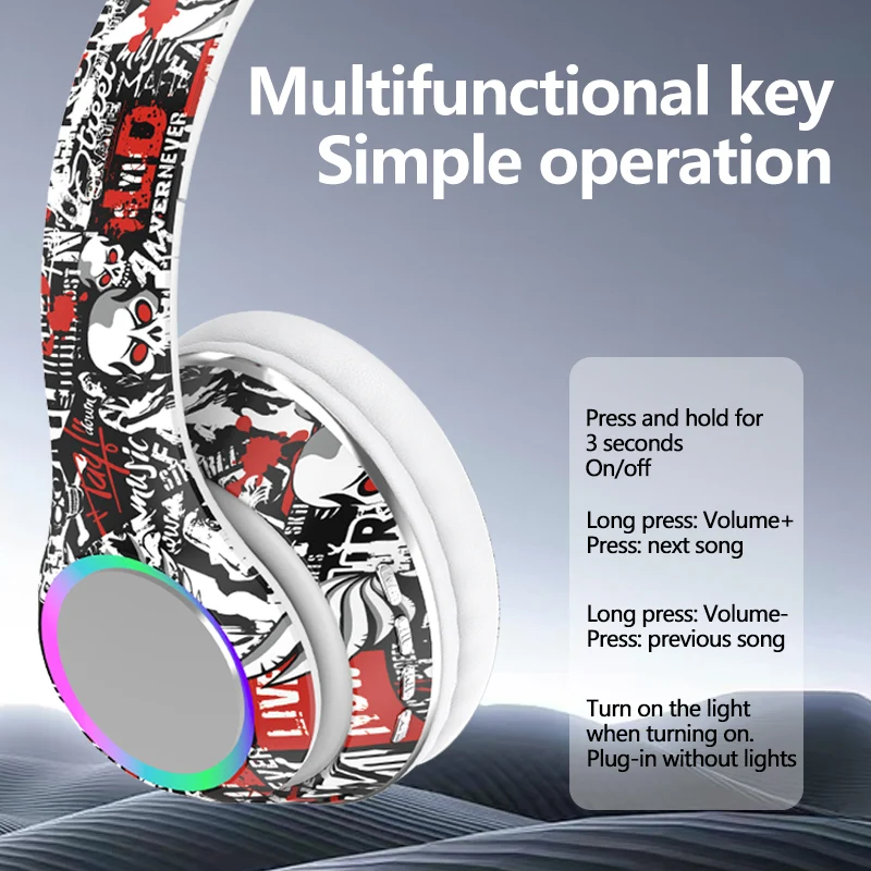 Tuya Headphone Over-Ear Nirkabel Bluetooth, Headset Universal Ponsel Musik Bass Bluetooth 5.4