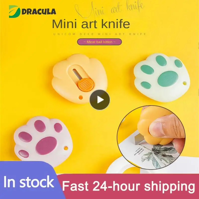 Kawaii Cat Paw Mini Utility Knife Cute Portable Paper Cutter Pocket Knife Cutting Paper Express Box Opener Envelope Stationery