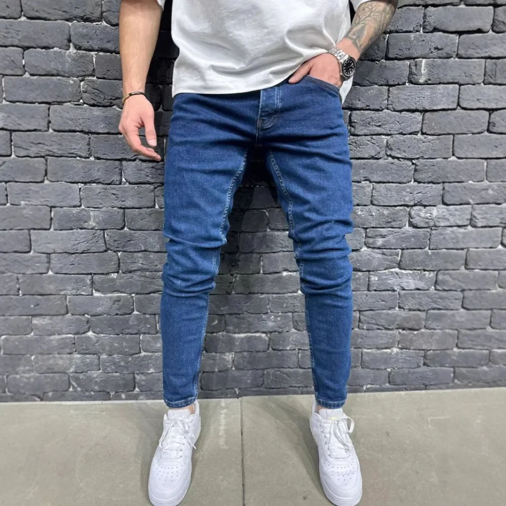 Pantalones vaqueros para hombre, Vaqueros Vintage Wash Basics, pantalones rectos holgados, pantalones lisos de cintura media, pantalones informales