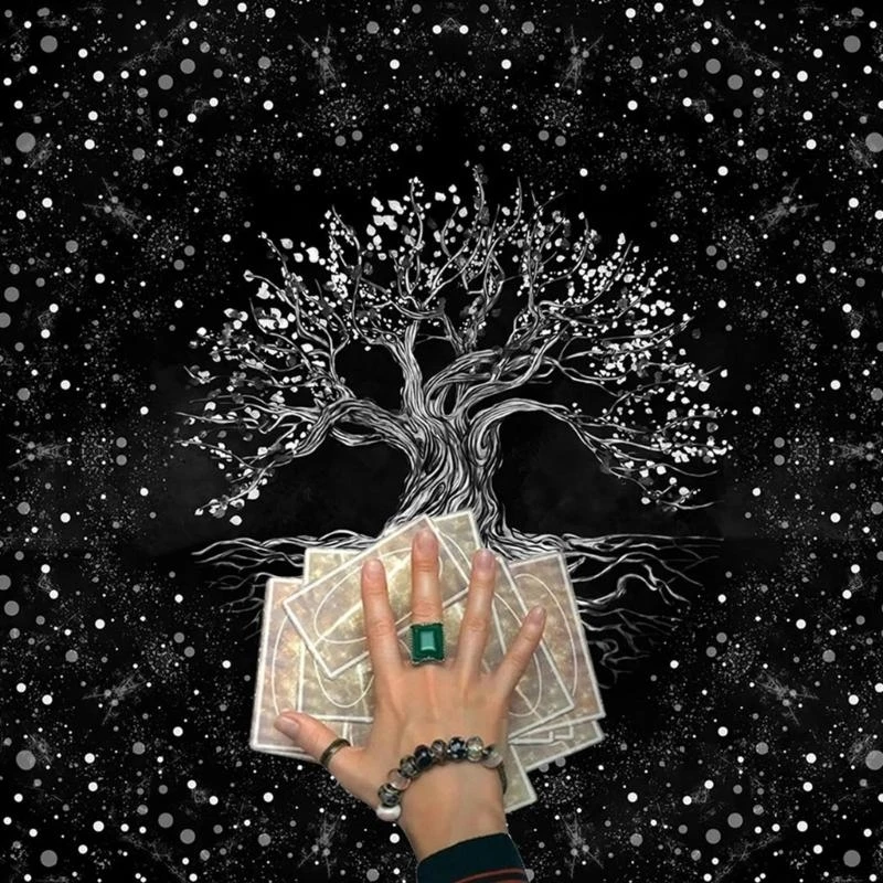

652F Divinations Tablecloth Trees Of Life Tarot Cards Tablecloth Altars Cloth Oracles Divinations Board Game Accessories