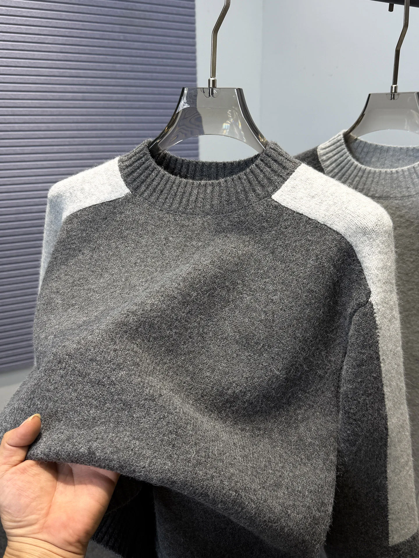 

Loose Men's Knitted Sweater f High Collar Patchwork Autumn Winter Korean Sle Color Blo Base Layer Top Trendy