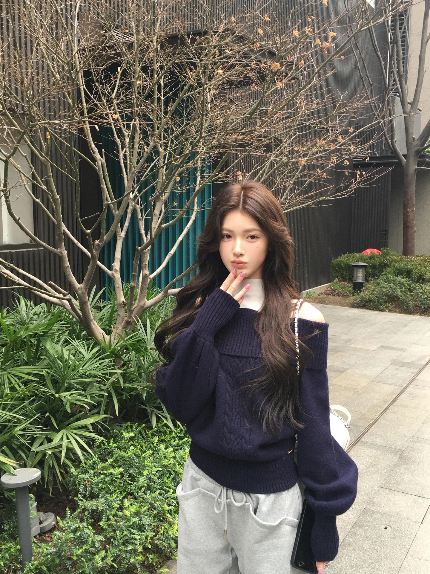 

Женский свитер Lazy Sle Lantern Sve One-Shoulder с дизайнерским узором, вязаный, с длинными рукавами, свободного кроя, повседневный, весенний сезон