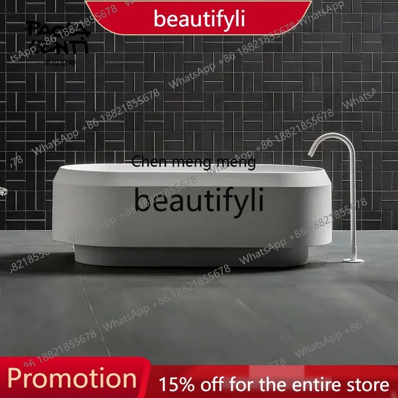 

ss25 One-piece freestanding artificial stone bathtub Family double couple hotel oval bathtub 1001