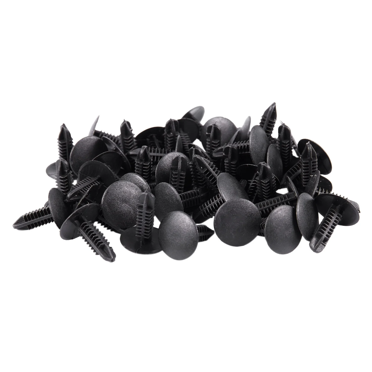 5mm x 5mm Hole Dia Black Plastic Rivets Fastener Push Clips 48 Pcs