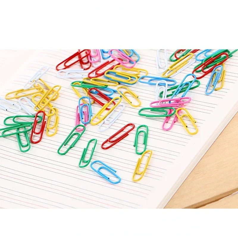 Rainbow Colored Metal Paper Clips, Memo Clips, Bookmarks, Office Accessories, School Supplies, 70pcs/box
