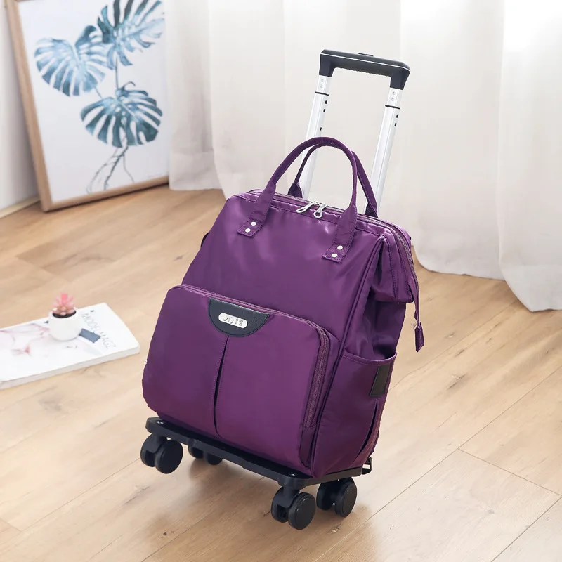 2023 Wielen Tas Voor Reizen Trolley Tassen Vrouwen Rugzak Met Wielen Oxford Grote Capaciteit Rollende Bagage Koffer