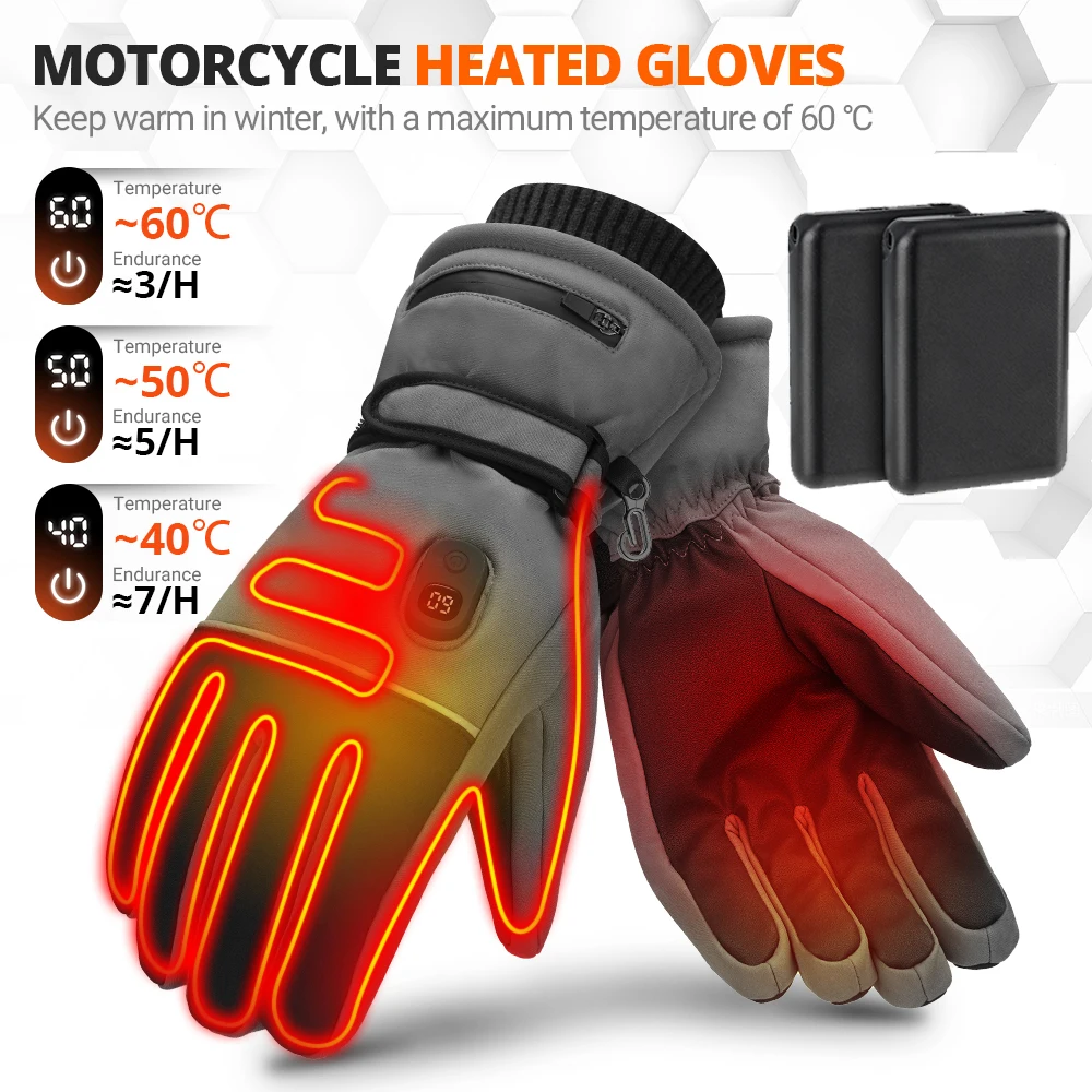 

Electric Heated Gloves Skiing Winter Snow Gloves Touch Screen Windproof Warm Rechargeable Battery Hunting Fishing Men Women