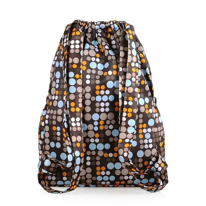 Drawstring Backpack String Bag for Gym Shopping Sport Yoga Women Foldable Backpack Waterproof Drawstring Double Shoulder Bag