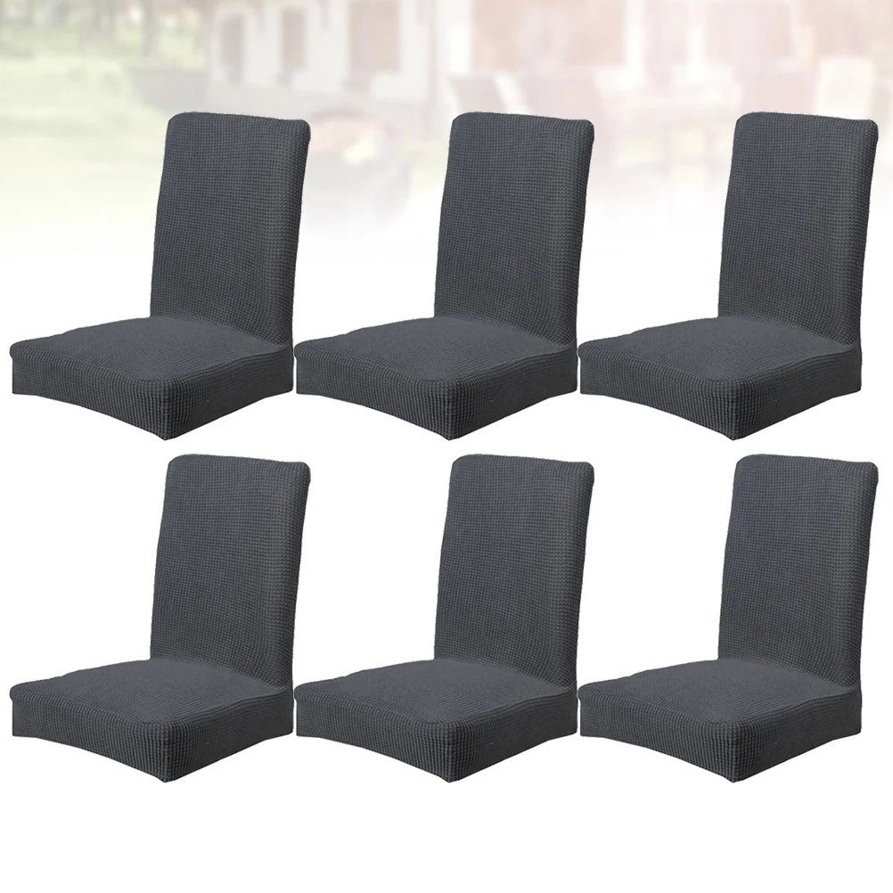 

6Pcs Elastic Chair Protector Covers for Dining Room Chairs Machine Washable Scratch Resistant 38-49cm Seat Grey