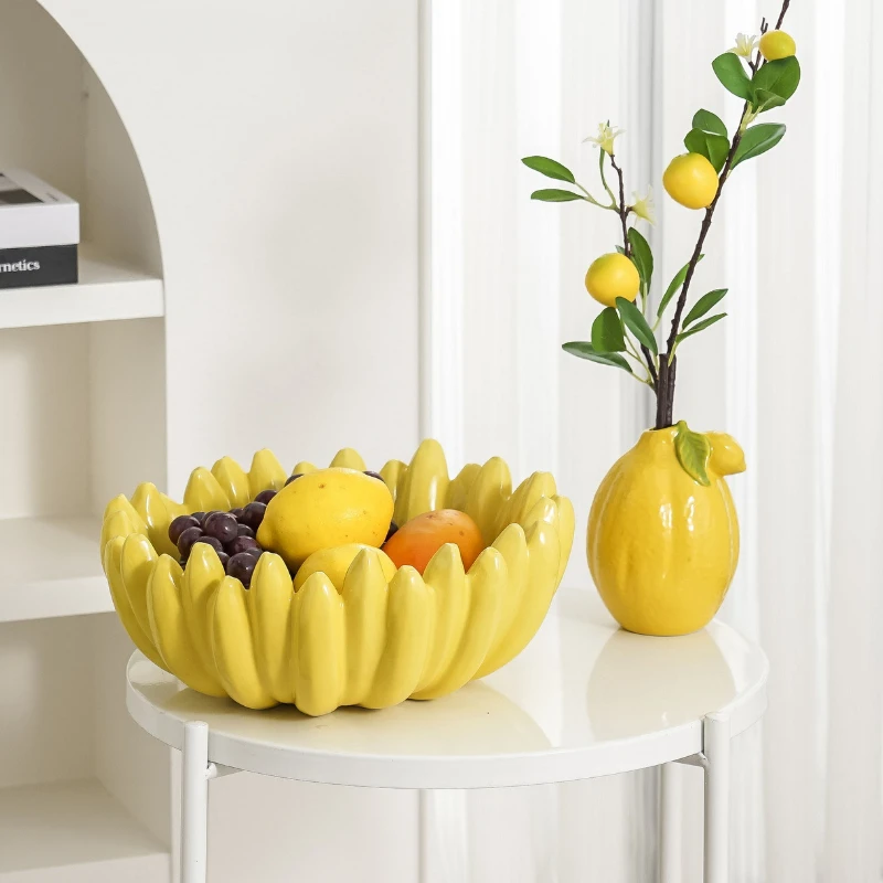 No Anxiety Fruit Plate Simple Ceramic Small Fruit Tray Household Creative Snack Plate Restaurant Hotel Tableware Storage Tray