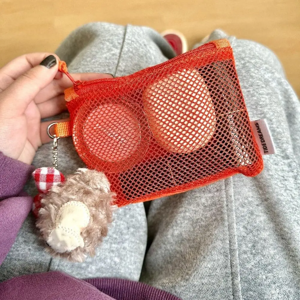 Double Zipper Mesh Storage Bag Double-layer Large Capacity Portable Coin Purse Square Space Saving Mini Makeup Pouch Key