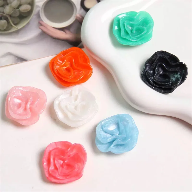 

Wholesale 50pcs/lot color print cartoon flowers shape resin cabochon beads diy jewelry garment/hair accessory