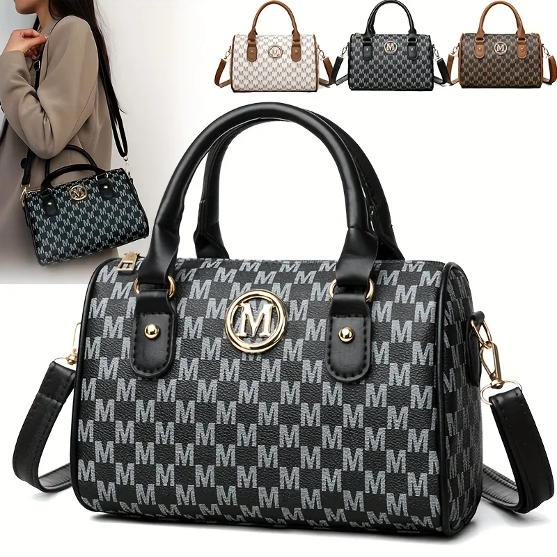 Synthetic Faux Leather Handbag Shoulder Bag with Golden 