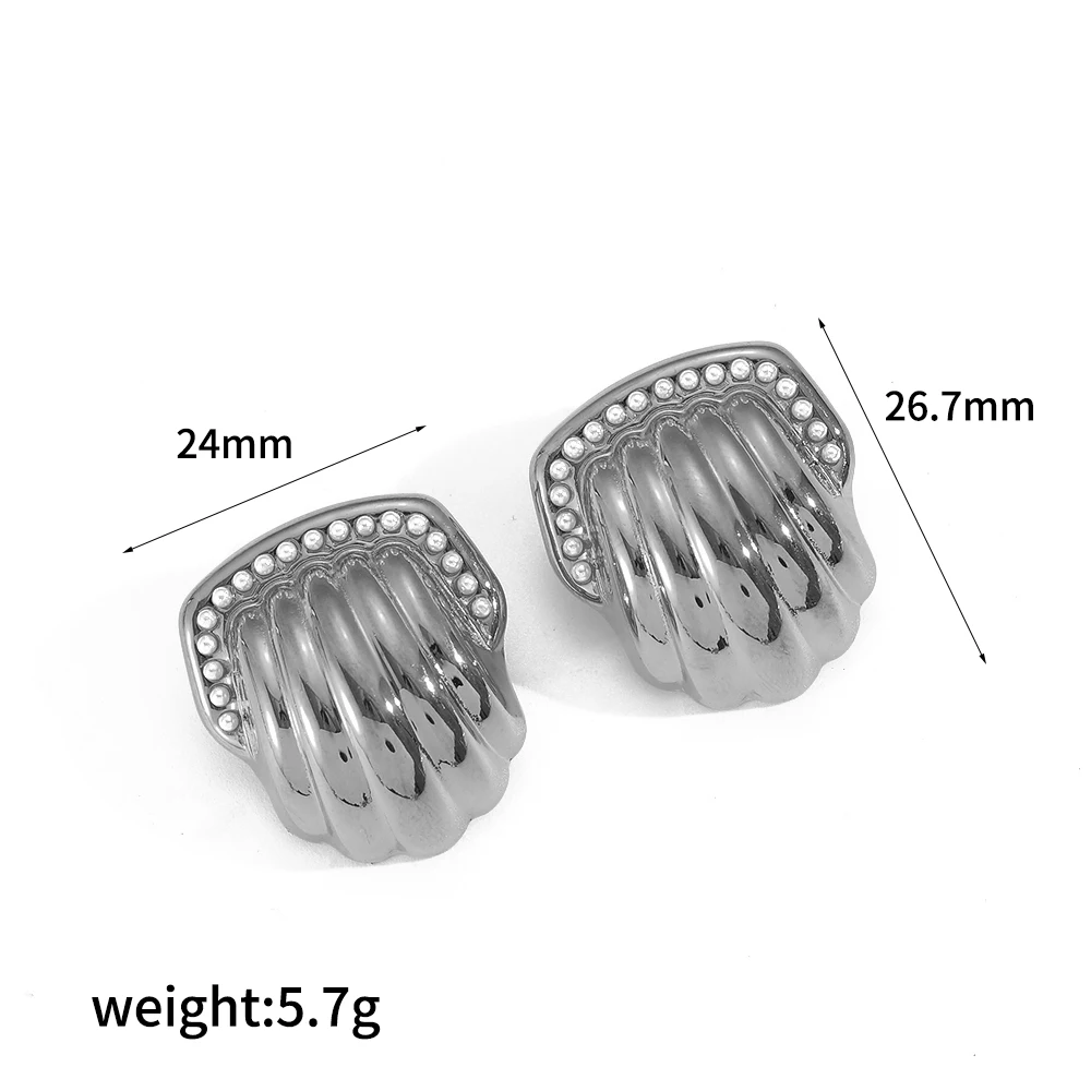 18K Goldfarbene Edelstahl-Ohrstecker mit Muschelmotiv, hochwertige, wasserdichte, romantische, schicke Schmuckstücke, Geschenk für Frauen – Detail 8