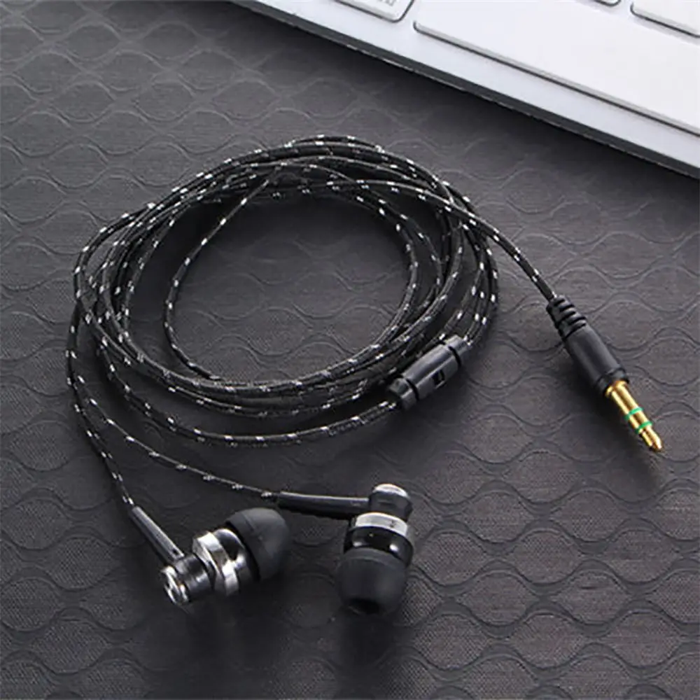 High Quality Wired Earphone Brand New Stereo In-Ear 3.5mm Metal Weave Cable Earphone Headset For Laptop Smartphone Gifts Headpho