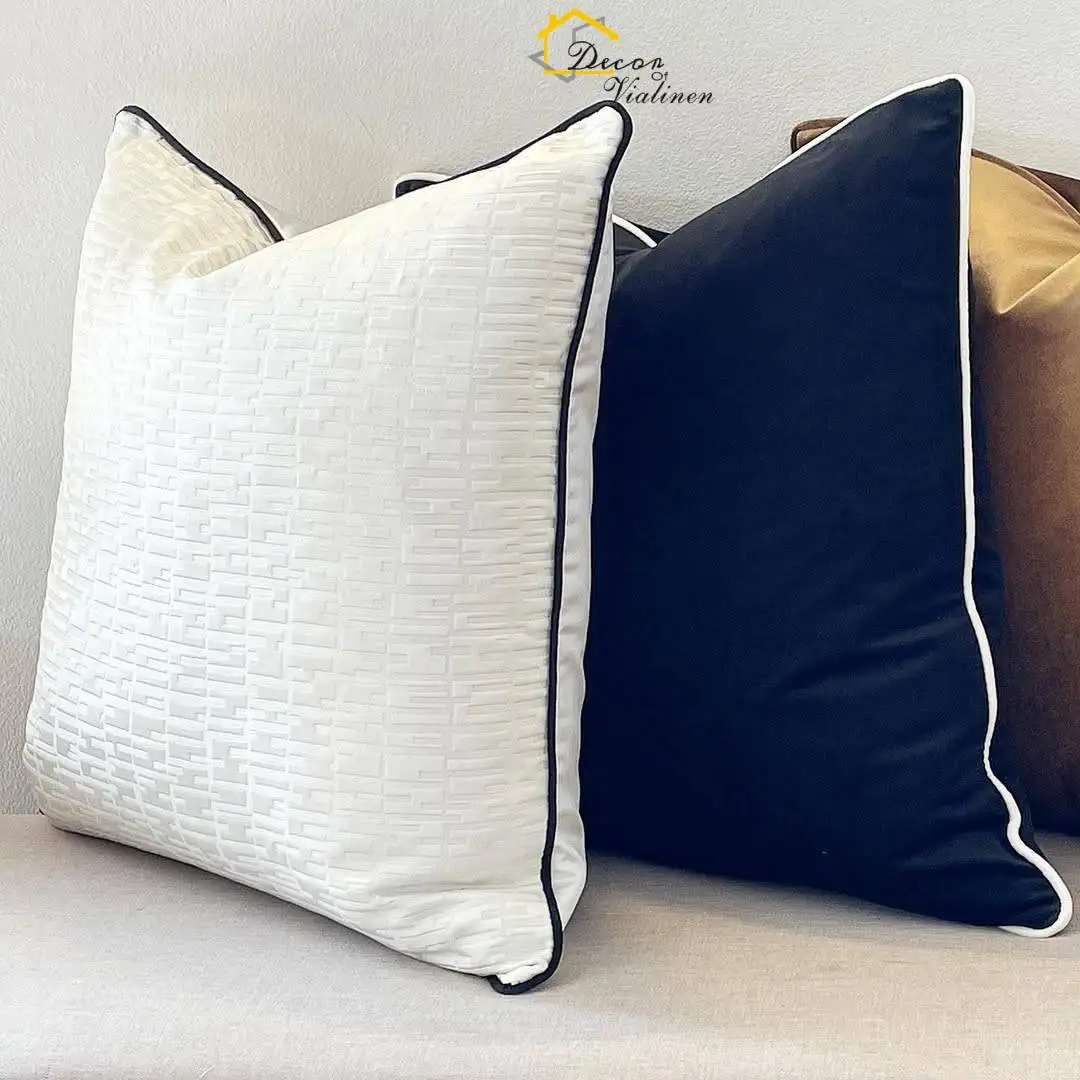 New White Jacquard Throw Pillow Covers Farmhouse White Cushion Covers For Couch and Bed