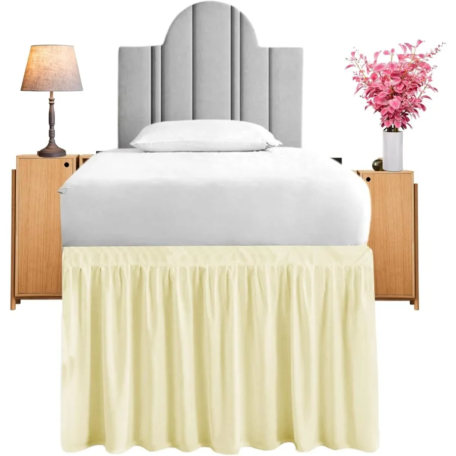 

Dorm Room Bed Skirt Twin XL Microfiber Premium Quality Stylish Design Extra Long Around Elastic Ruffled Bed Skirts Put On Colle