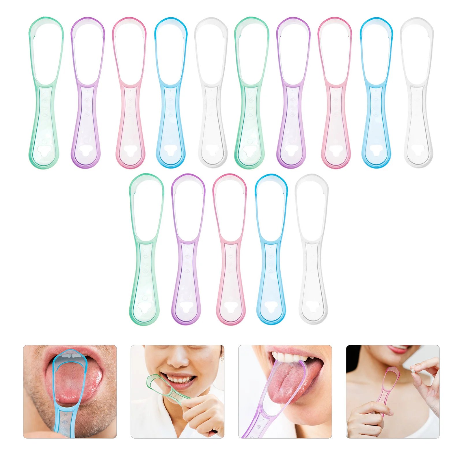 15 Pcs Adults Plastic Tongue Scrapers for Oral Care Food Grade Coating Cleaner Cleaning Tools Pp