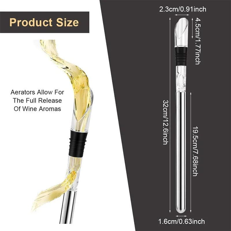 Stainless Steel Wine Cooler Portable Wine Bottle Chiller with Aerator Pourer Wines Bottle Cooler Stick with Stopper Foil Cutter