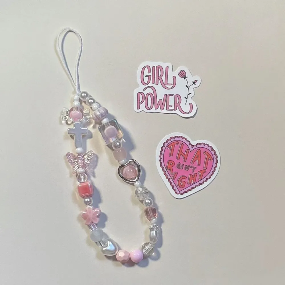 한국어 귀여운 나비 크로스 페르시 전화 매력 체인 아이폰 여자 여자 하트 쥬얼리 스트랩 매는 밧줄 교수형 코드 팔찌