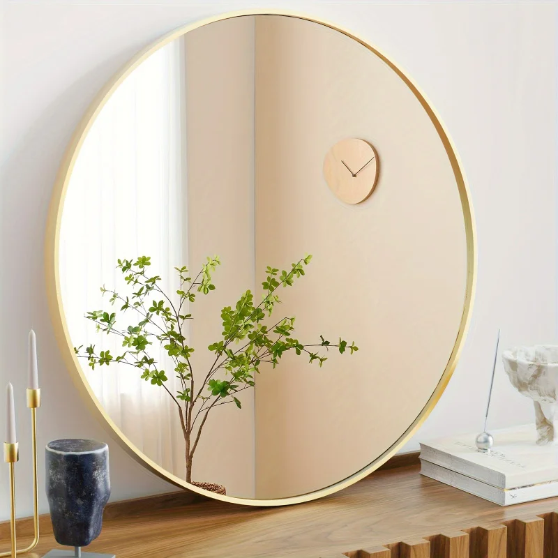 Custom.Modern Circle Mirror - Aluminum Alloy Sleek Round Frame - Bedroom, Bathroom - Three Sizes Options In Black, G