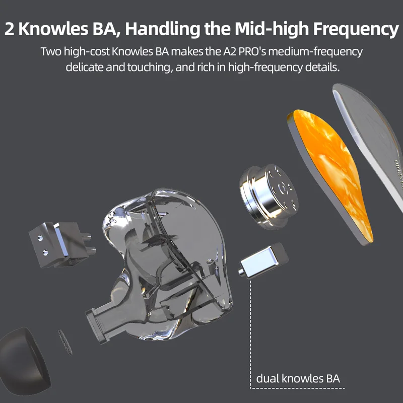 LZ A2 PRO Высококачественная аудиофильская гарнитура 1DD + 2 Knowles BA Hybrid с 3 драйверами, наушники-вкладыши-мониторы HIFI Music Studio Earbud