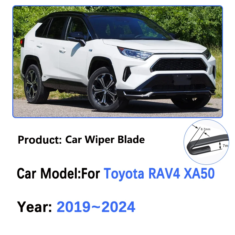 Car Wiper Blades For Toyota RAV4 XA50 2019~2022 2023 2024 Double Rubber Strip Wipe Cleaning Brushes Windshield Auto Accessories