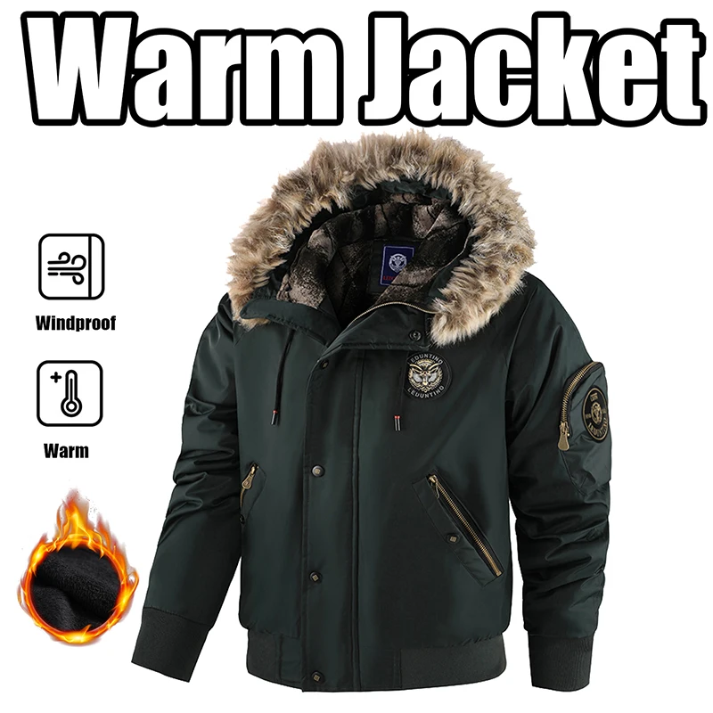 

Autumn And Winter Thickened Jacket Men's Outdoor Windproof Thick Warm Hooded Coat Fashion Trend Clothes Casual Jackets Parka