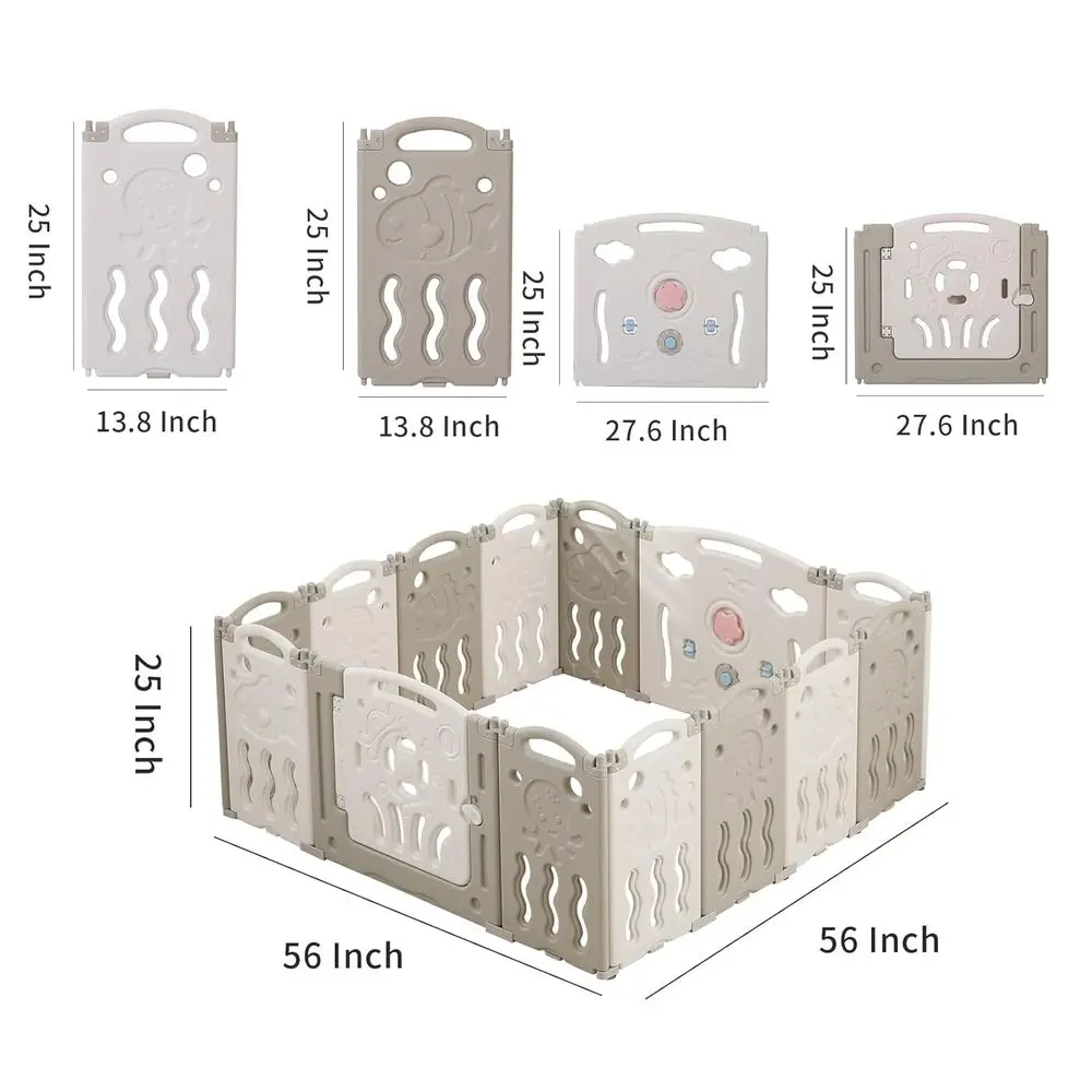 روضة أطفال قابلة للطي مكونة من 14 لوحة - منطقة لعب كبيرة ومحمولة وقابلة للتعديل للصغار