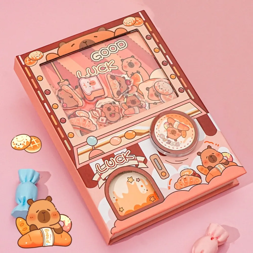 

Portable Color Inner Page Gashapon Mahines Notebook Relaxing Kawaii Capybara Notebook Diary Cartoon Square Writing Pad Kids Gift