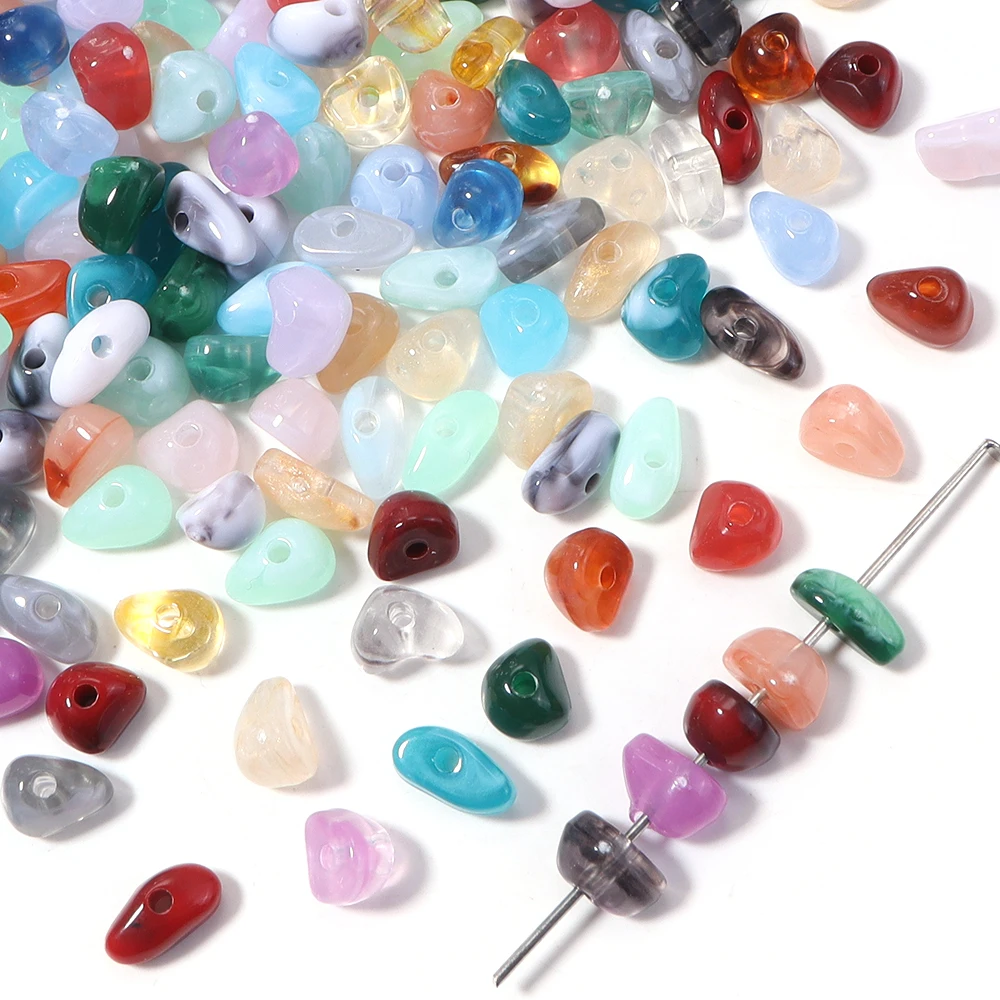 165 Stück 5~8mm Imitations-Naturstein Unregelmäßige Acrylperlen Abstandsperlen für Schmuckherstellung DIY Halsketten Armbänder Zubehör – Detail 4