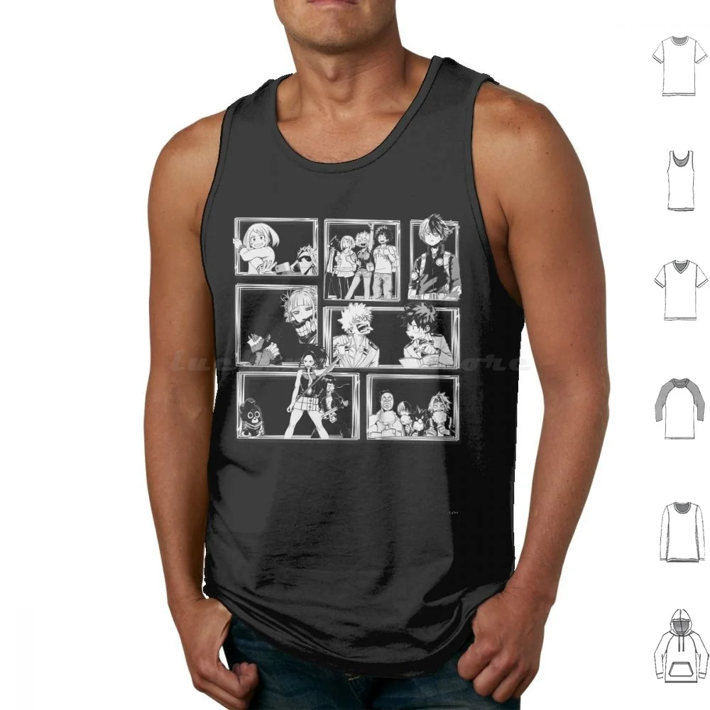 Camisetas sin mangas con estampado de collage, estilo Bnha Bnha Mha Boku No Hero Academia, con personajes como Deku, Kacchan, Bakugo, Ochako, Yayorozu, Kaminari y Jurou