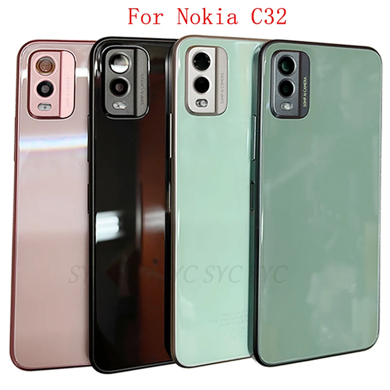 

Back Cover Rear Door Case Housing For Nokia C32 Battery Cover with Camera Frame Lens Logo Repair Parts