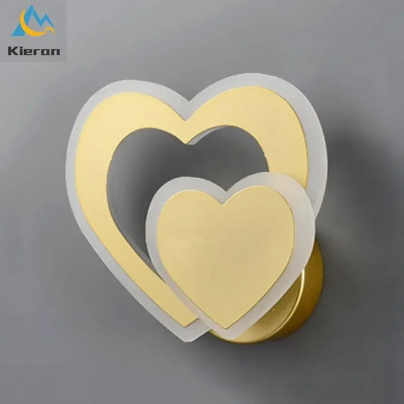 Modern Heart-shaped LED Wall Lamp Bedroom Study Restaurant KTV Hotel Bedside Wall Lights Living Room Decoration Love Wall Lamps