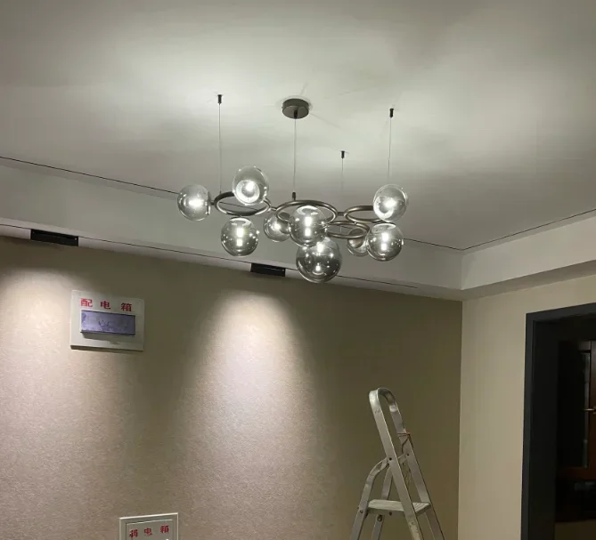 Simple LED Chandelier Dining Living Room Nordic Glass Ball