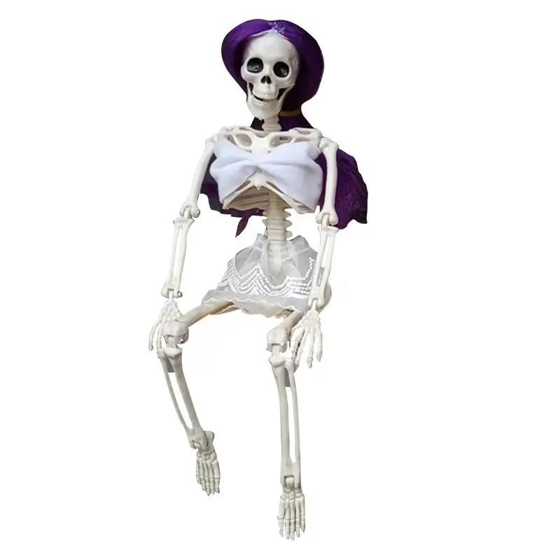 

Halloween Skeleton Decorations Spooky Skeleton With Colored Hair Realistic Human Body Bones Haunted House Props For Indoor