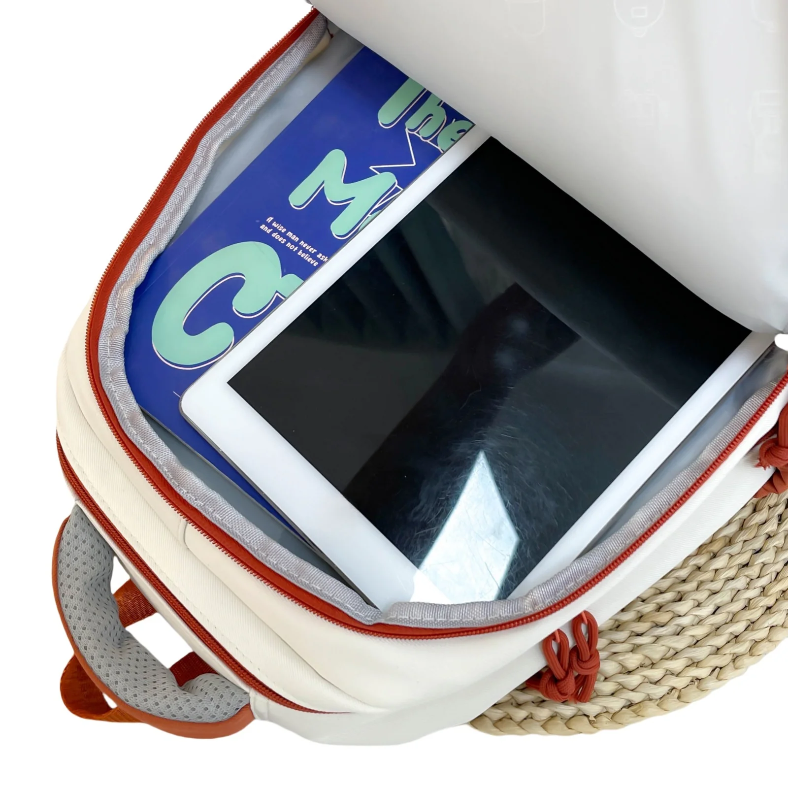 New cute cartoon cat backpack, large capacity casual simple versatile student backpack, commuting travel bag, computer bag